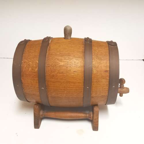 Oak And Brass Hooped Wine Barrel