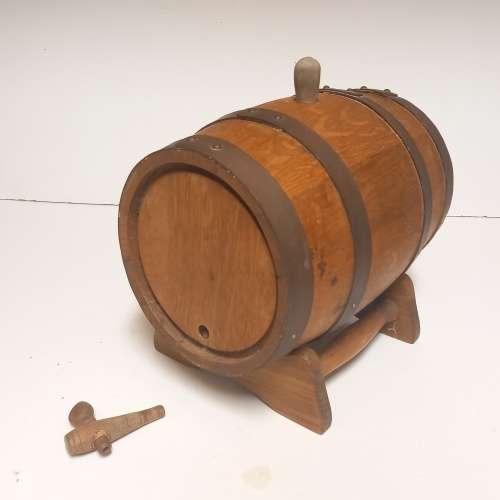 Oak And Brass Hooped Wine Barrel