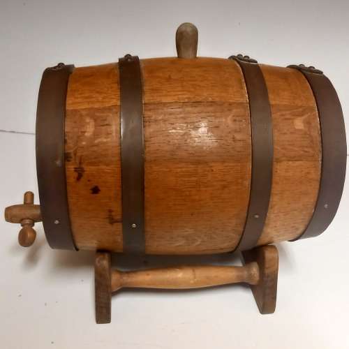 Oak And Brass Hooped Wine Barrel