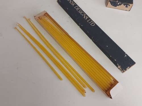 DANSK DESIGNS LTD CANDLE HOLDER AND CANDLES  MADE IN SWEDEN