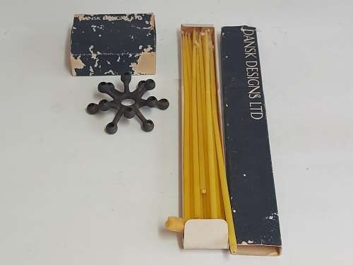 DANSK DESIGNS LTD CANDLE HOLDER AND CANDLES  MADE IN SWEDEN