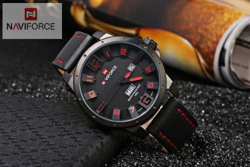 *EXCELLENT* NAVIFORCE *DATE & WEEK DISPLAY* Luxurious Leather Timepiece