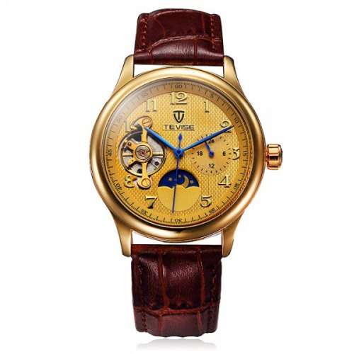 *LIMITED EDITION* TEVISE GOLD Tourbillon Luxurious Automatic Chronograph Timepiece