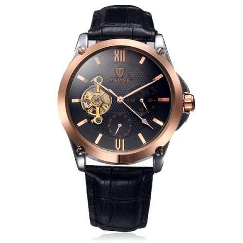 *TOP CLASS & EXPENSIVE* TEVISE Tourbillon GOLD & BLACK Chronograph Luxurious Automatic Timepiece