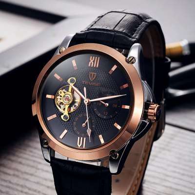 *TOP CLASS & EXPENSIVE* TEVISE Tourbillon GOLD & BLACK Chronograph Luxurious Automatic Timepiece