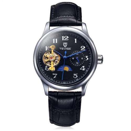 *BREATHTAKING* TEVISE BLACK Tourbillon Luxurious Automatic Chronograph Timepiece