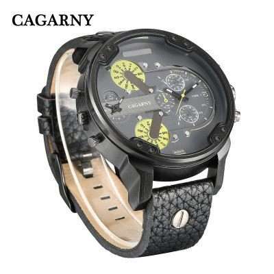 *JUST IN* CAGARNY Dual Movt Luxurious *Date Function* Leather Timepiece