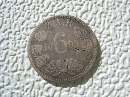 1893 ZAR SILVER SIXPENCE.