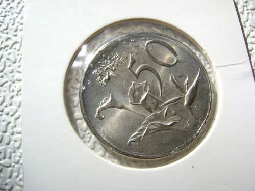 1965  RSA AFR. 50 CENT COIN IN MINT SHAPE.