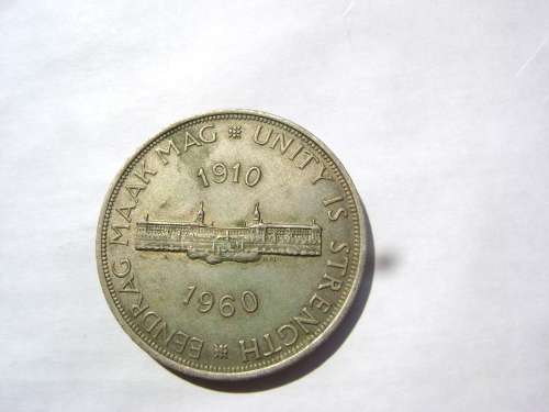 1960 UNION OF SA SILVER 5 SHILLING COIN