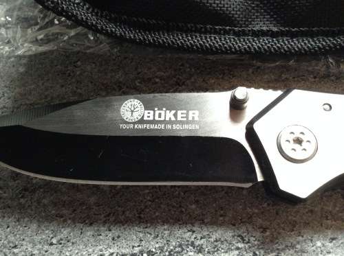 BOKER PLUS FOLDING POCKET  KNIFE. ON BLADE MADE IN SOLINGEN AND TREE BRAND ARBOLITO, BOKER.