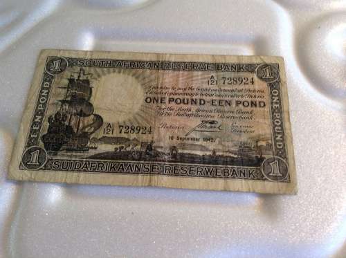 1942 SCARCE J. POSTMUS BANKNOTE. 1 POUND. ONLY ISSUE. ENG.OVER AFR. SEE DESC.