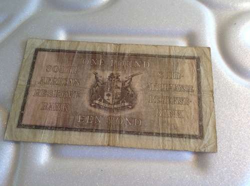 1942 SCARCE J. POSTMUS BANKNOTE. 1 POUND. ONLY ISSUE. ENG.OVER AFR. SEE DESC.