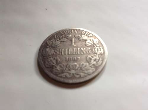 1892 SILVER ZAR 1 SHILLING COIN.