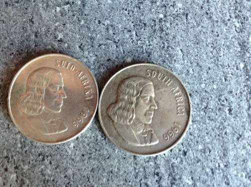 1966 SILVER RSA ENG AND AFR. ONE RAND COINS.BID PER 1 TO TAKE BOTH.