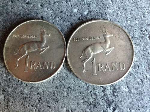 1966 SILVER RSA ENG AND AFR. ONE RAND COINS.BID PER 1 TO TAKE BOTH.