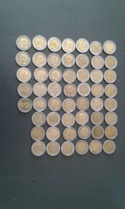 2008 MANDELA 90 TH BIRTHDAY RAND 5 COINS IN VARIABLE CONDITION.PRICE PER COIN TO TAKE 53.