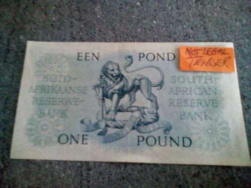 1953 MH DE KOCK UNION OF SA 1 POUND BANKNOTE.BETTER GRADE.