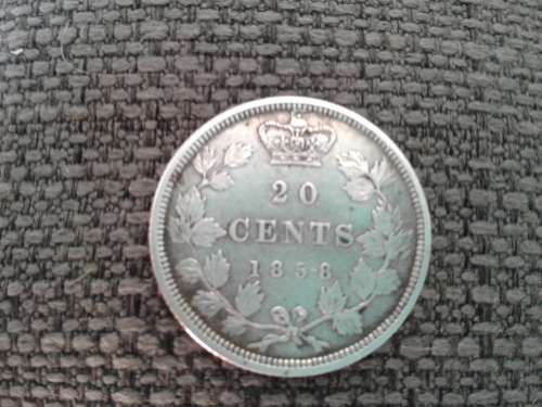 GEM.1858 CANADIAN SILVER 20 CENT COIN VICTORIAN REIGN.
