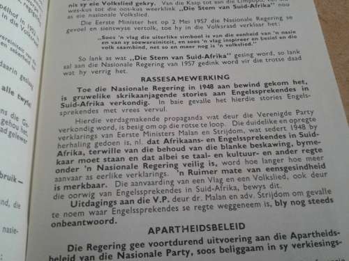 FREEDOM CHARTER OF THE NATIONAL PARTY -1948-1958.APARTHEID ETC VALIDATED. DESCRIPTION.