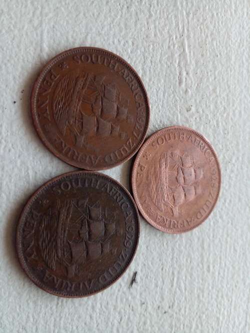 EARLY UNION PENNIES.1927 ,1928 AND 1929.