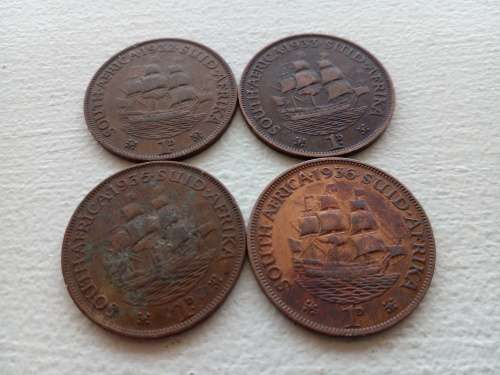Early Union Pennies.1932,33 ,35 and 1936.