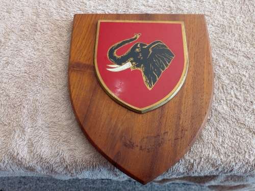 Rhodesian Army HQ First Brigade wooden plaque emblem.