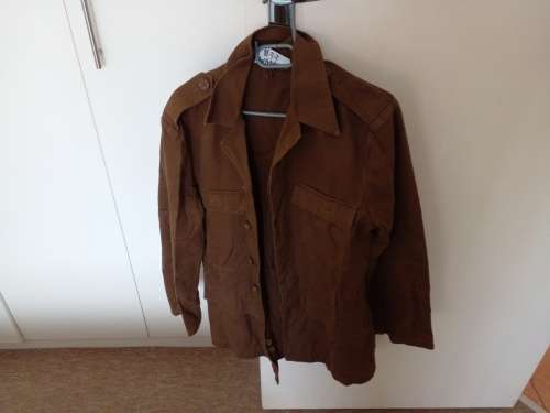 Old SADF Soldoedie bush jacket in small, Botha`s babe.George. 1993..
