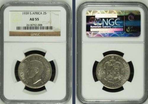 1939 Two Shillings NGC graded AU55!