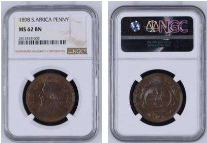 1898 ZAR Penny NGC graded MS62 !!