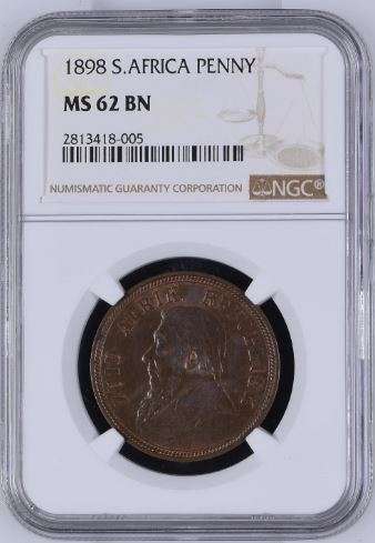 1898 ZAR Penny NGC graded MS62 !!
