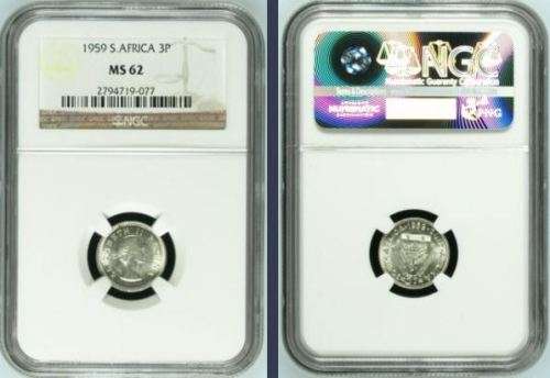 1959 Threepence (3d // Tickey) NGC graded MS62!!!