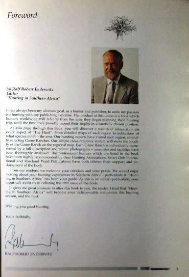 Hunting in Southern Africa By: Ralf Robert Enderwitz