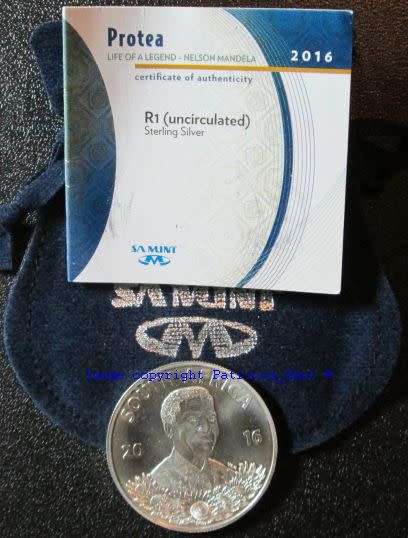 2016 Nelson Mandela Protea UNC Silver R1 coin!!