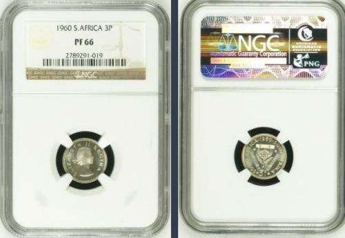 1960 Threepence (Tickey) NGC graded PF 66 !!