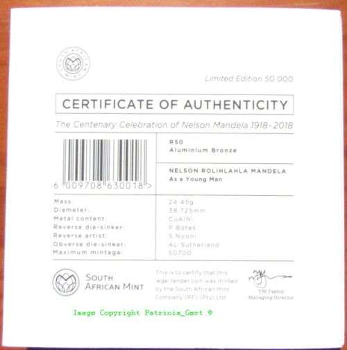 2018 Mandela Centenary R50 BRONZE ALLOY COIN