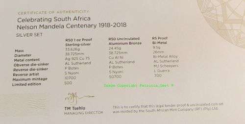 2018 Mandela Centenary 3 coin set, including Proof R5 !!