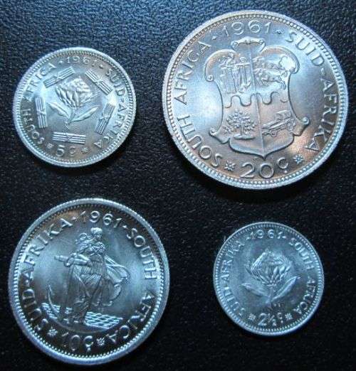 1961 silver 2 1/2c, 5c, 10c & 20c  coins