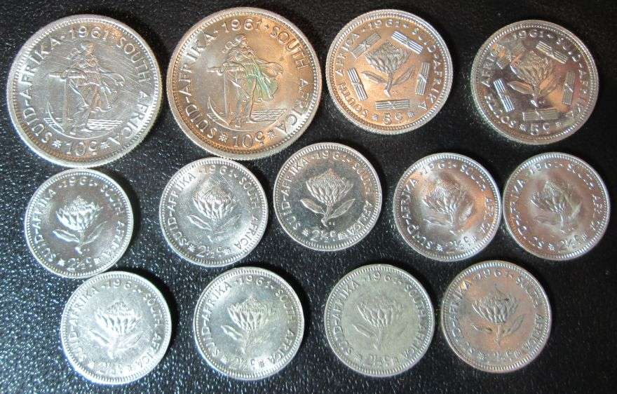 1961 silver 2 1/2c, 5c & 10c coins