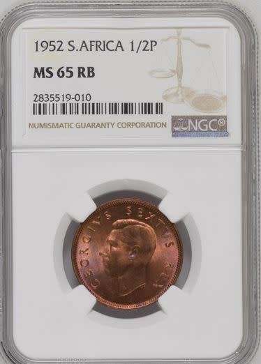 1952 HALF PENNY NGC GRADED MS65RB !! SECOND FINEST KNOWN !!!