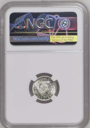 1953 THREEPENCE NGC GRADED MS66 !! SECOND FINEST KNOWN !!!