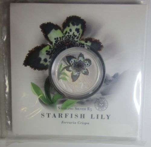 2017 R5 sterling-silver, Starfish Lily colour coin