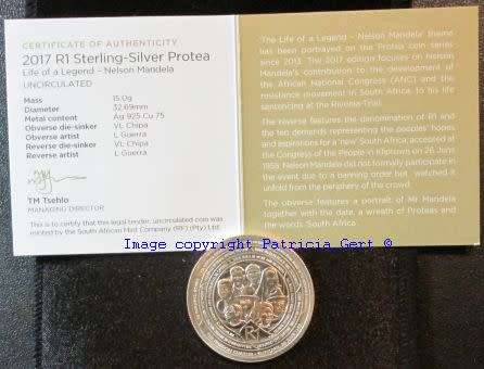 2017 Nelson Mandela Protea UNC Silver R1 coin!!