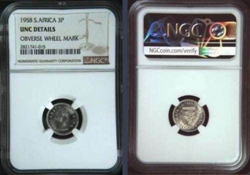 1958 Threepence  NGC graded UNC