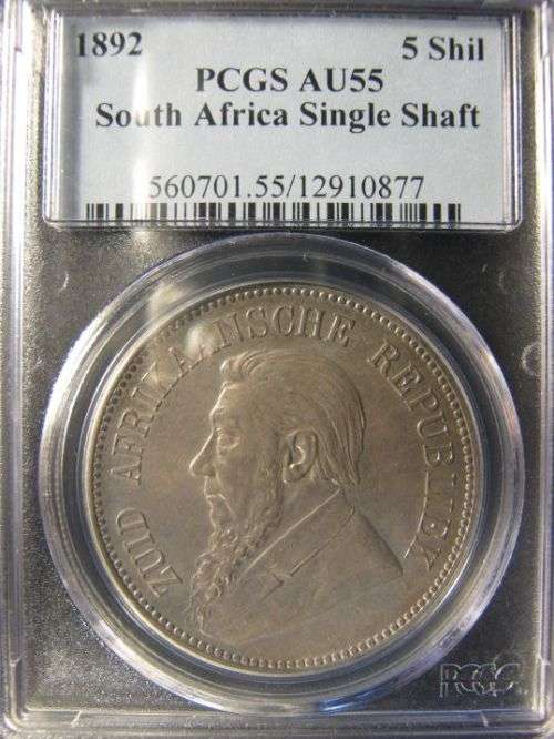 1892 ZAR Crown (Five Shillings) PCGS graded AU55, great coin, have a look!