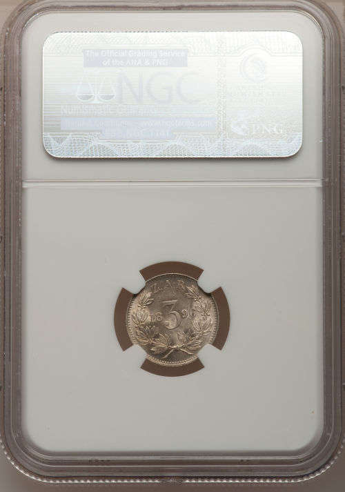 1896 ZAR Threepence NGC graded MS63!