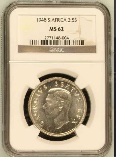 1948 Half Crown // 2.5 Shilling , NGC graded MS62 !!