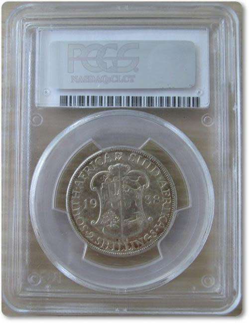 1938 Two Shilling, PCGS graded AU55, Very nice and highly collectable scarce coin.
