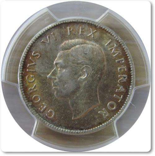 1938 Two Shilling, PCGS graded AU55, Very nice and highly collectable scarce coin.