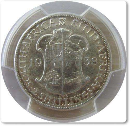 1938 Two Shilling, PCGS graded AU55, Very nice and highly collectable scarce coin.